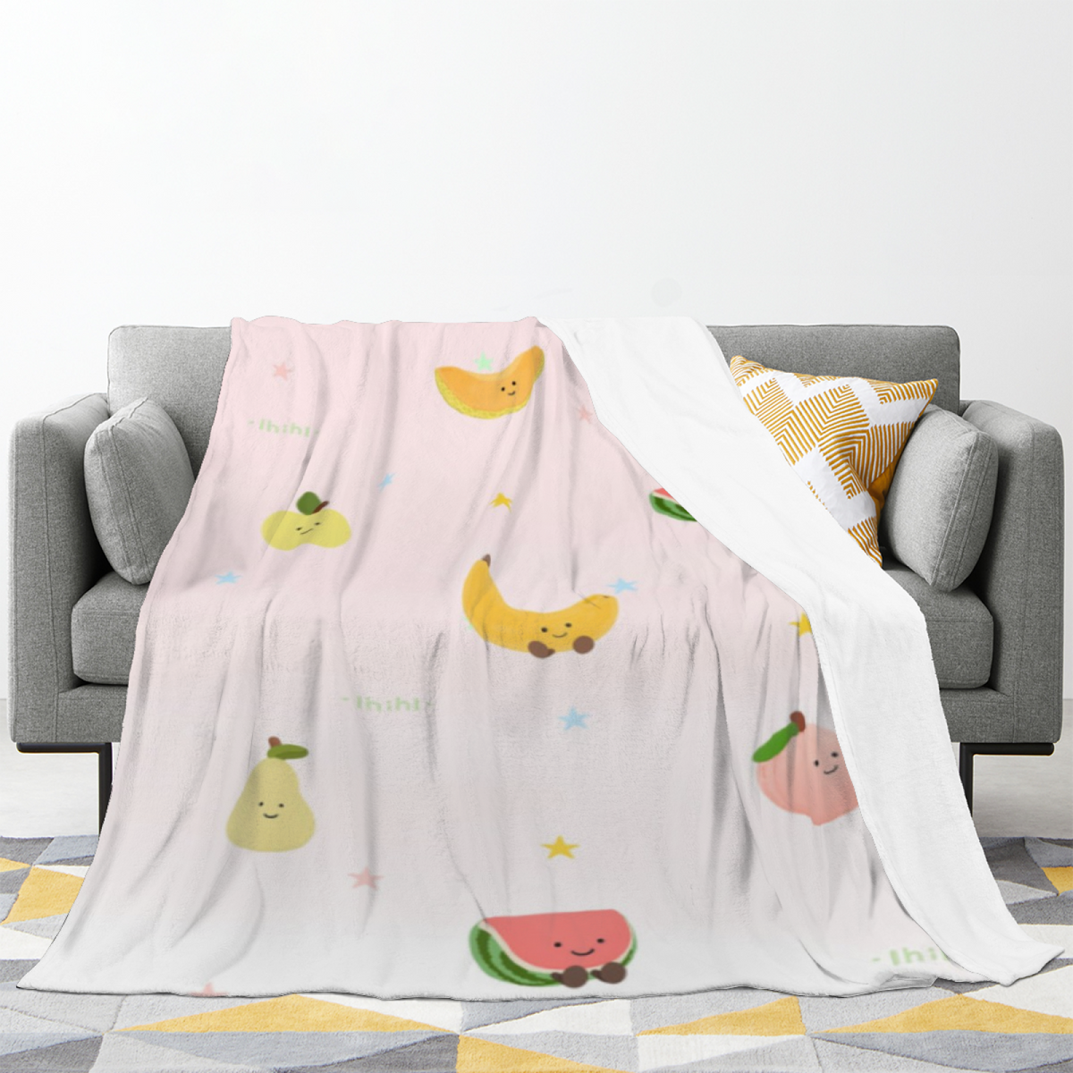 Seaside & Solstice Playful Graphic Plush Flannel Throw