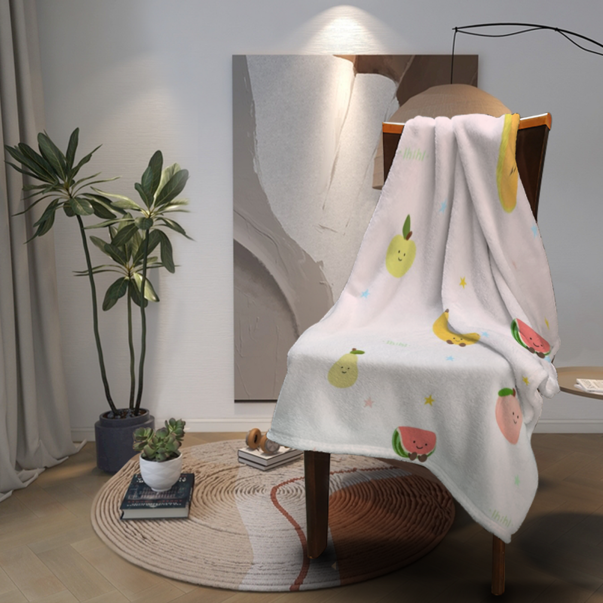 Seaside & Solstice Playful Graphic Plush Flannel Throw