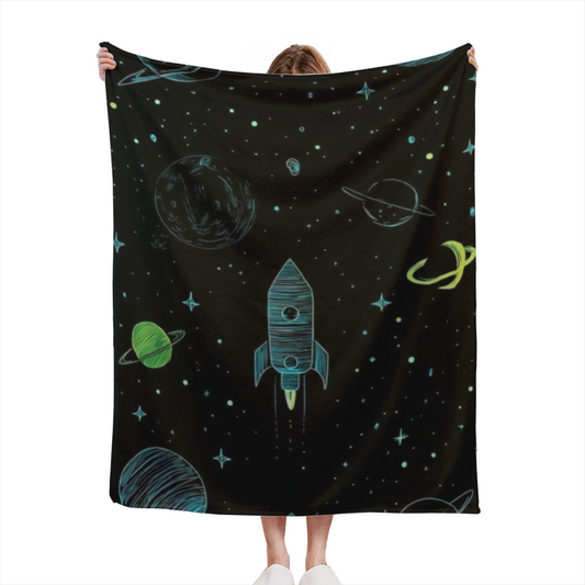 Flannel Throw Blanket with Cosmic Hearth Cozy Cottage Artwork