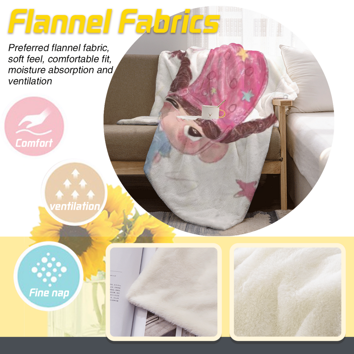Rustic Wander Expressive Print Cozy Flannel Bed Blanket in Dusty Lilac