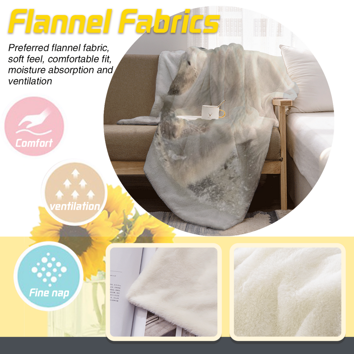 Saffron Tapestry Soft Neutral Cozy Lightweight Flannel Throw