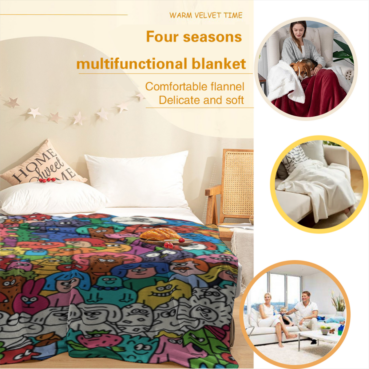 Cosmic Nectar Pastel Multicolor Modern Art Flannel Throw Blanket