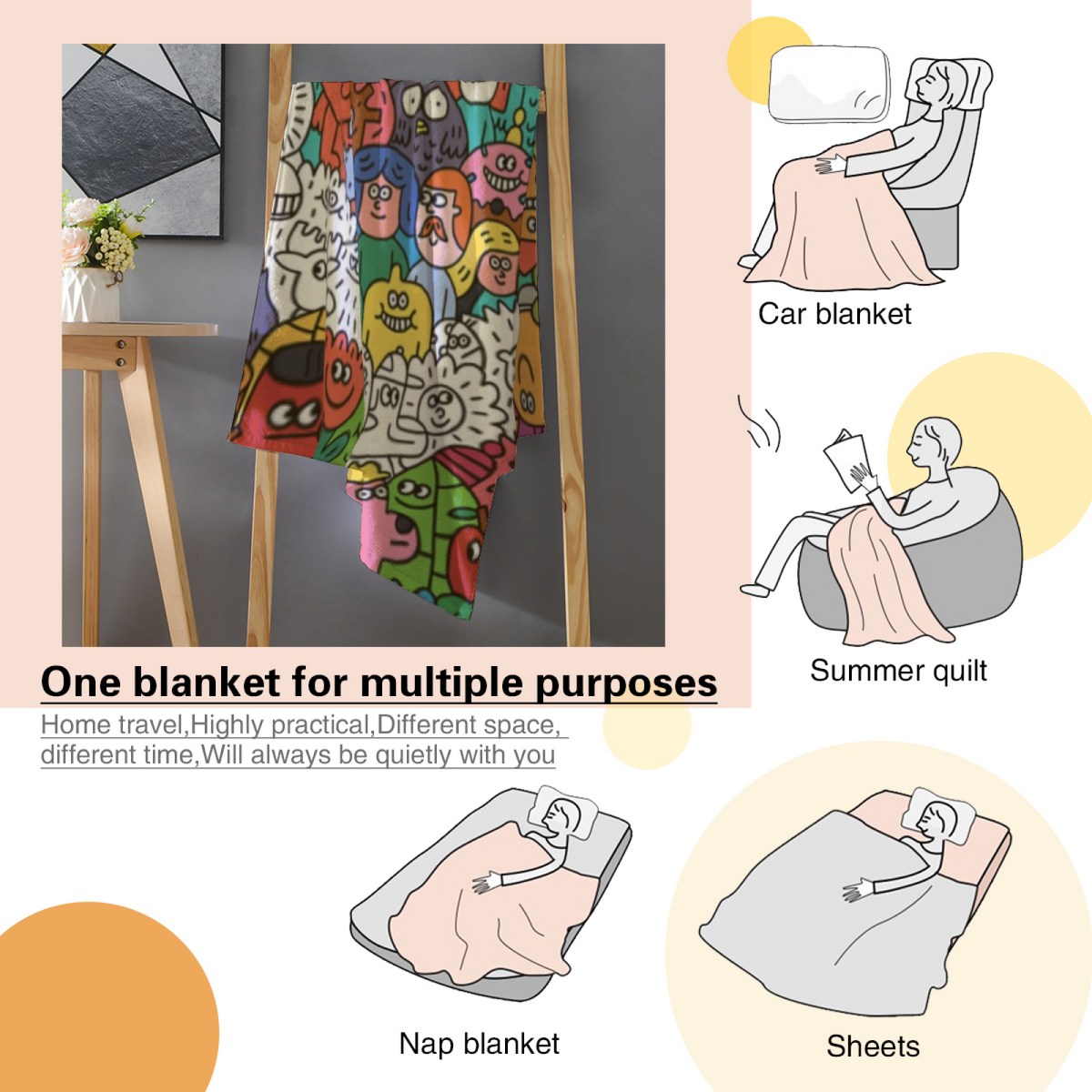 Cosmic Nectar Pastel Multicolor Modern Art Flannel Throw Blanket