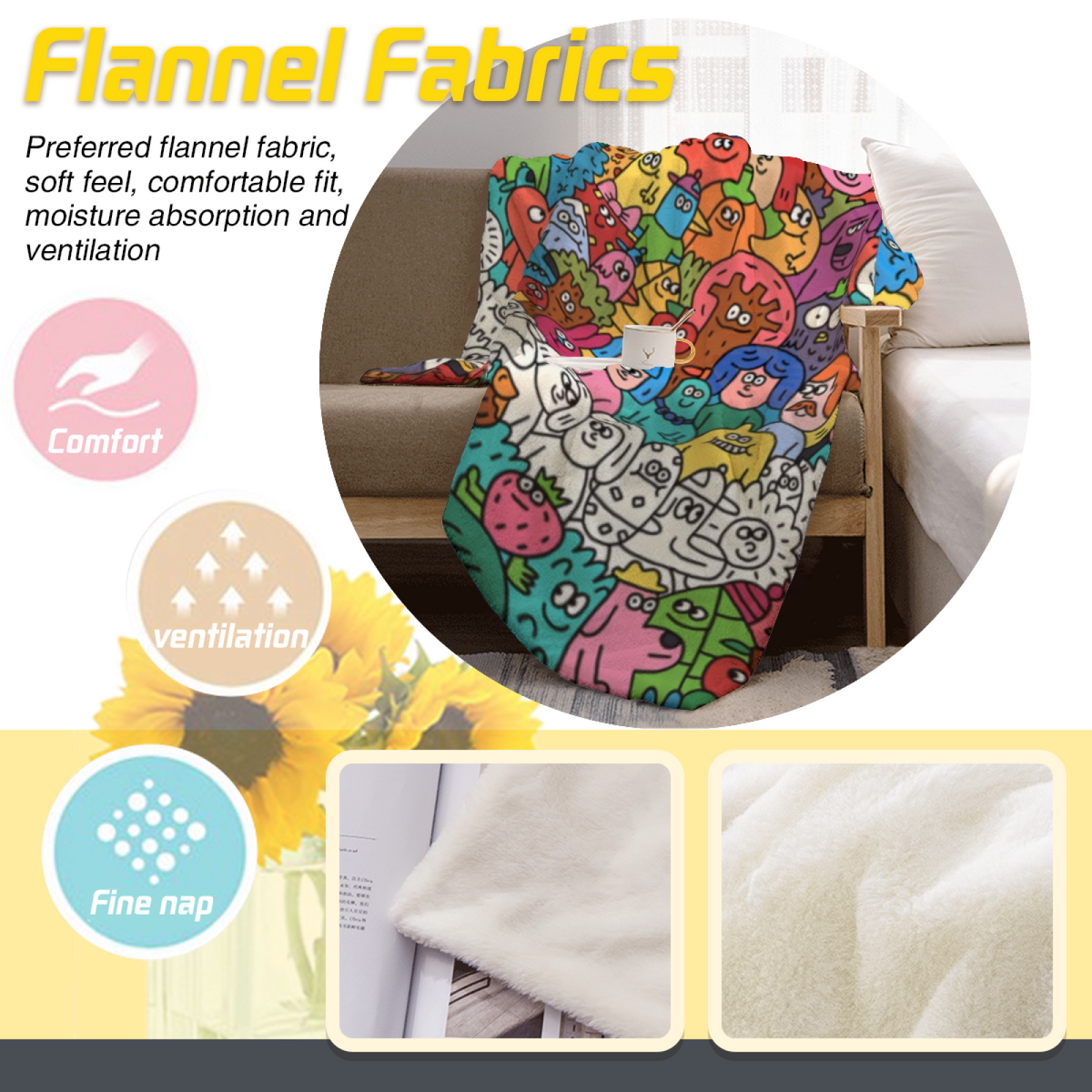 Cosmic Nectar Pastel Multicolor Modern Art Flannel Throw Blanket