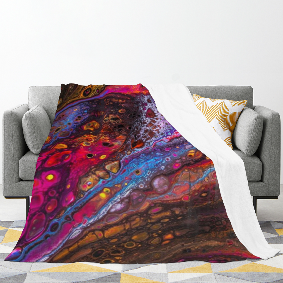 Modern Dusty Lilac Cedar Echo Flannel Throw Blanket