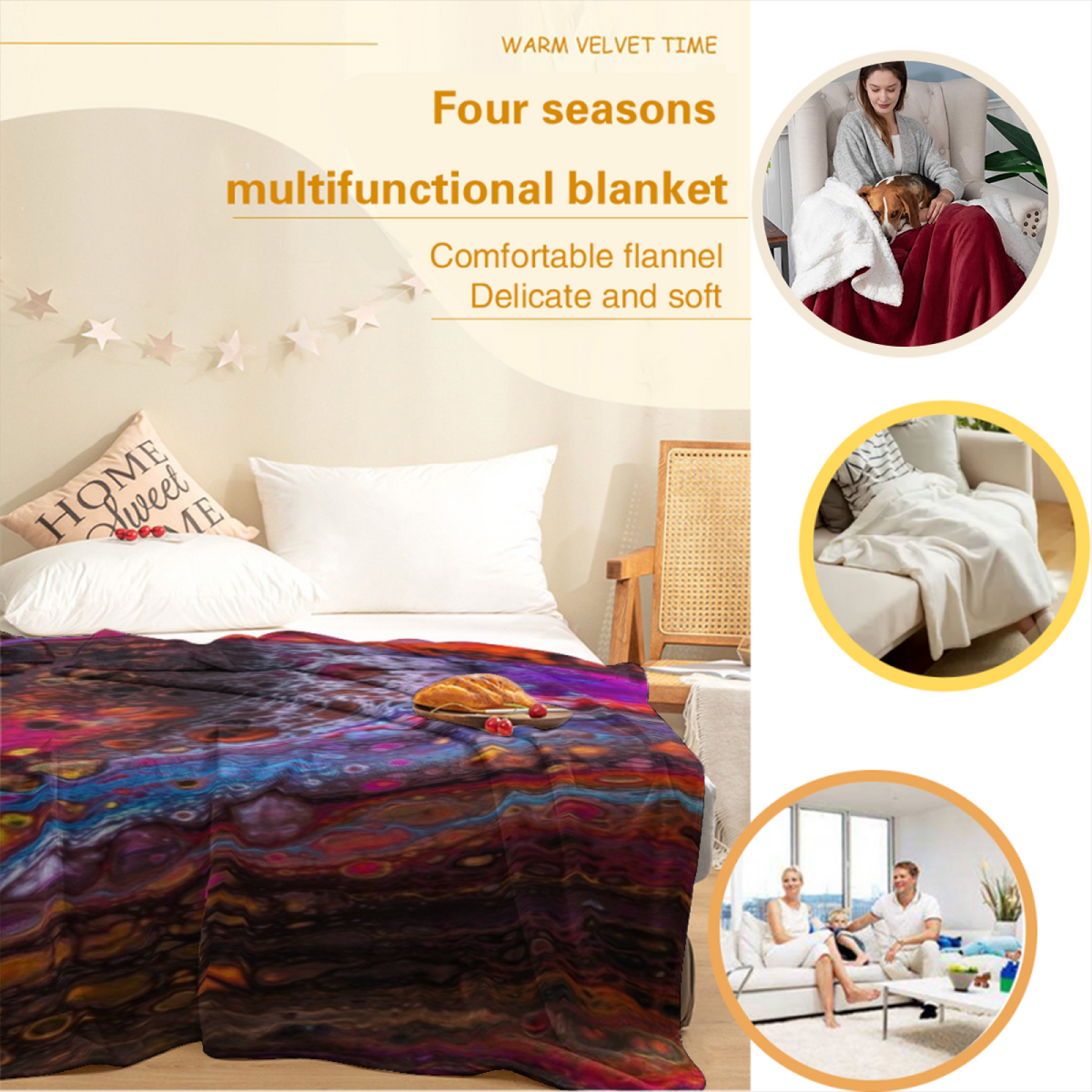 Modern Dusty Lilac Cedar Echo Flannel Throw Blanket