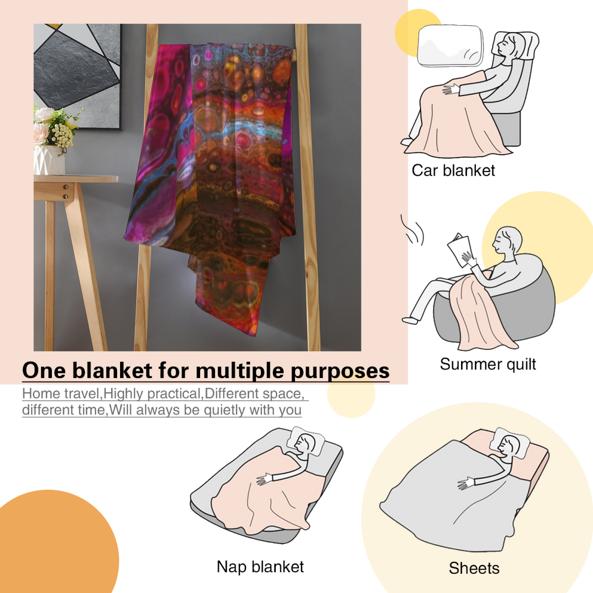 Modern Dusty Lilac Cedar Echo Flannel Throw Blanket