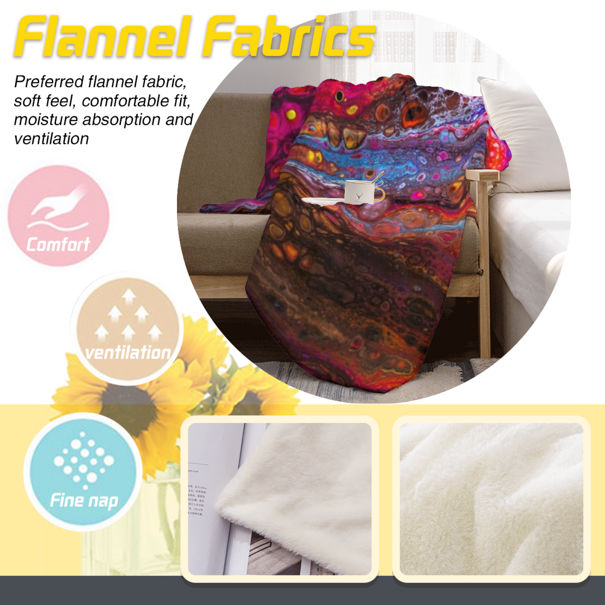 Modern Dusty Lilac Cedar Echo Flannel Throw Blanket