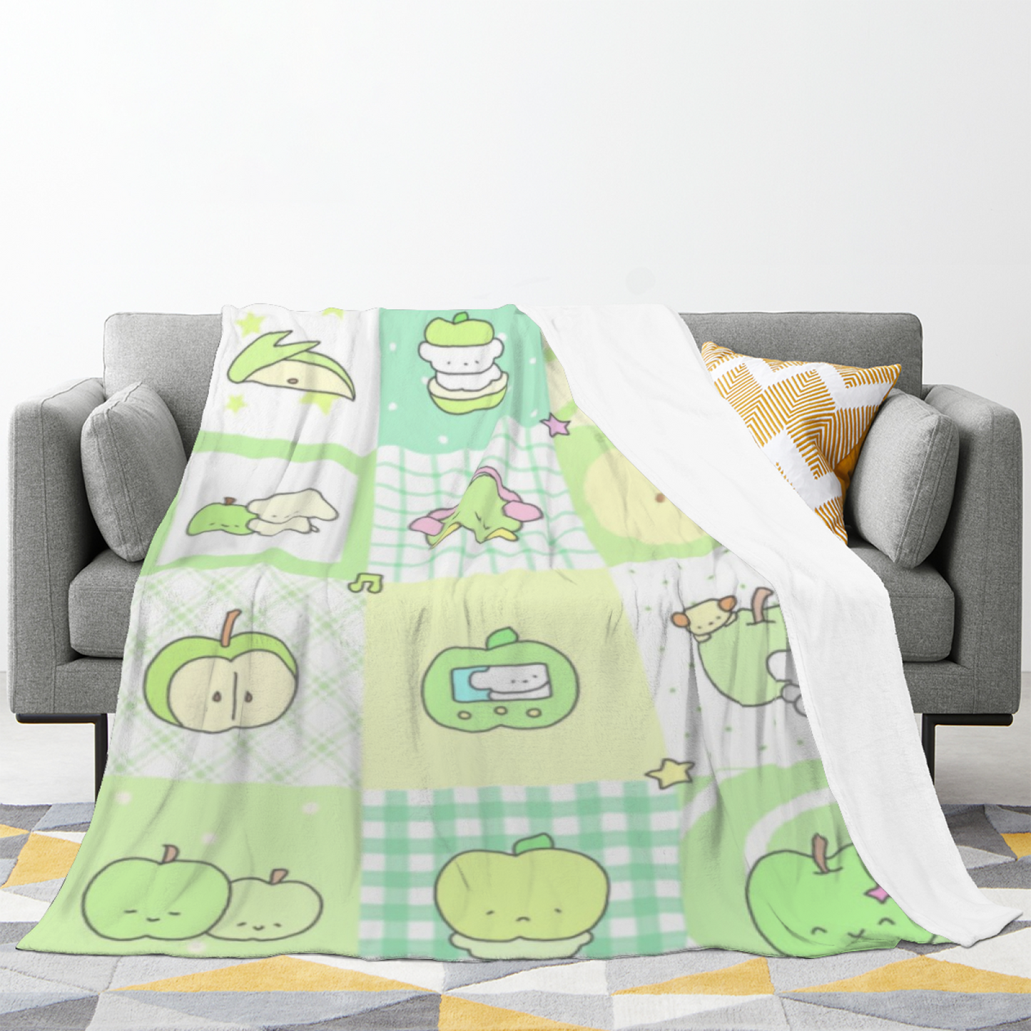 Golden Floral Flannel Throw Blanket ¨C Soft Botanical Garden Illustration