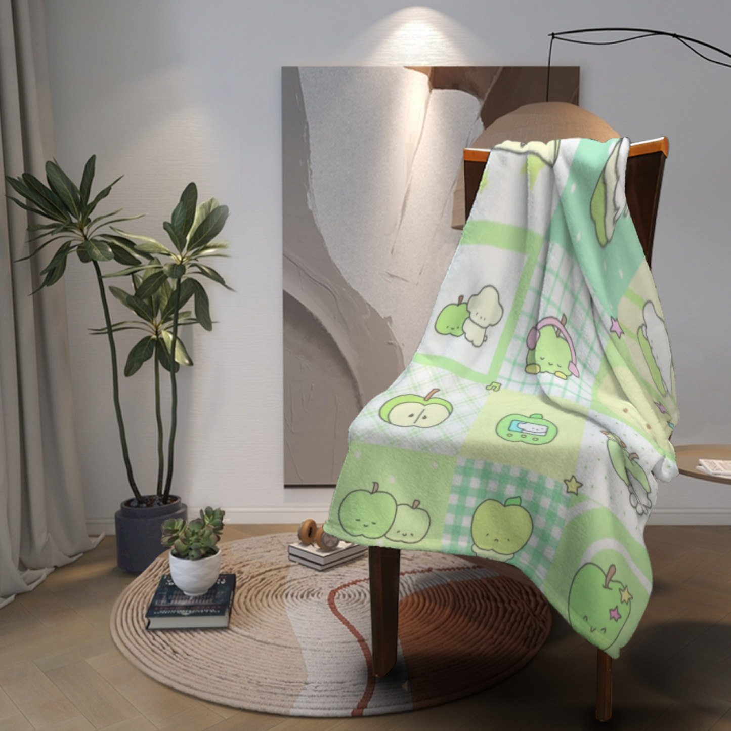 Golden Floral Flannel Throw Blanket ¨C Soft Botanical Garden Illustration