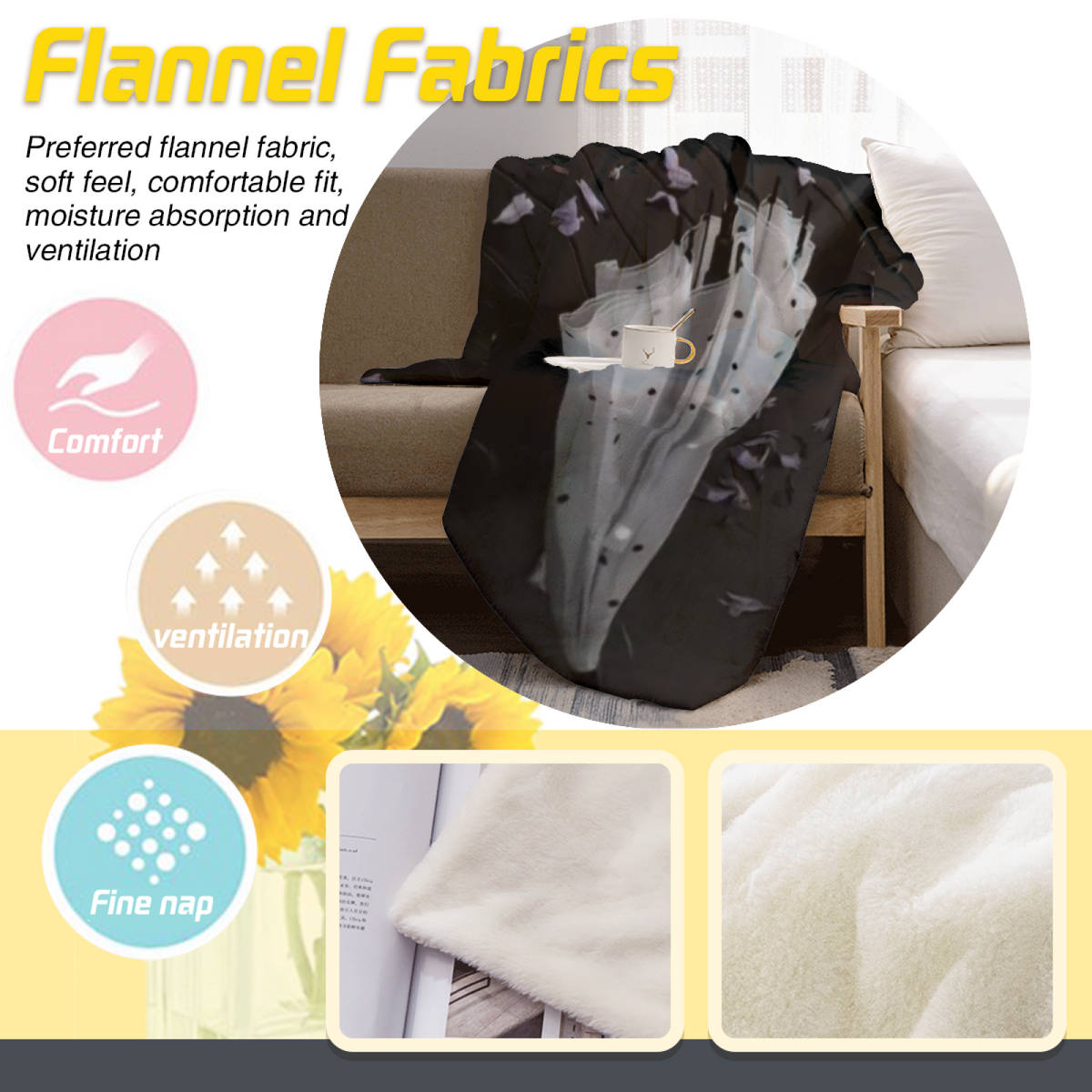 Radiant Breeze Muted Sage Art Flannel Throw Blanket