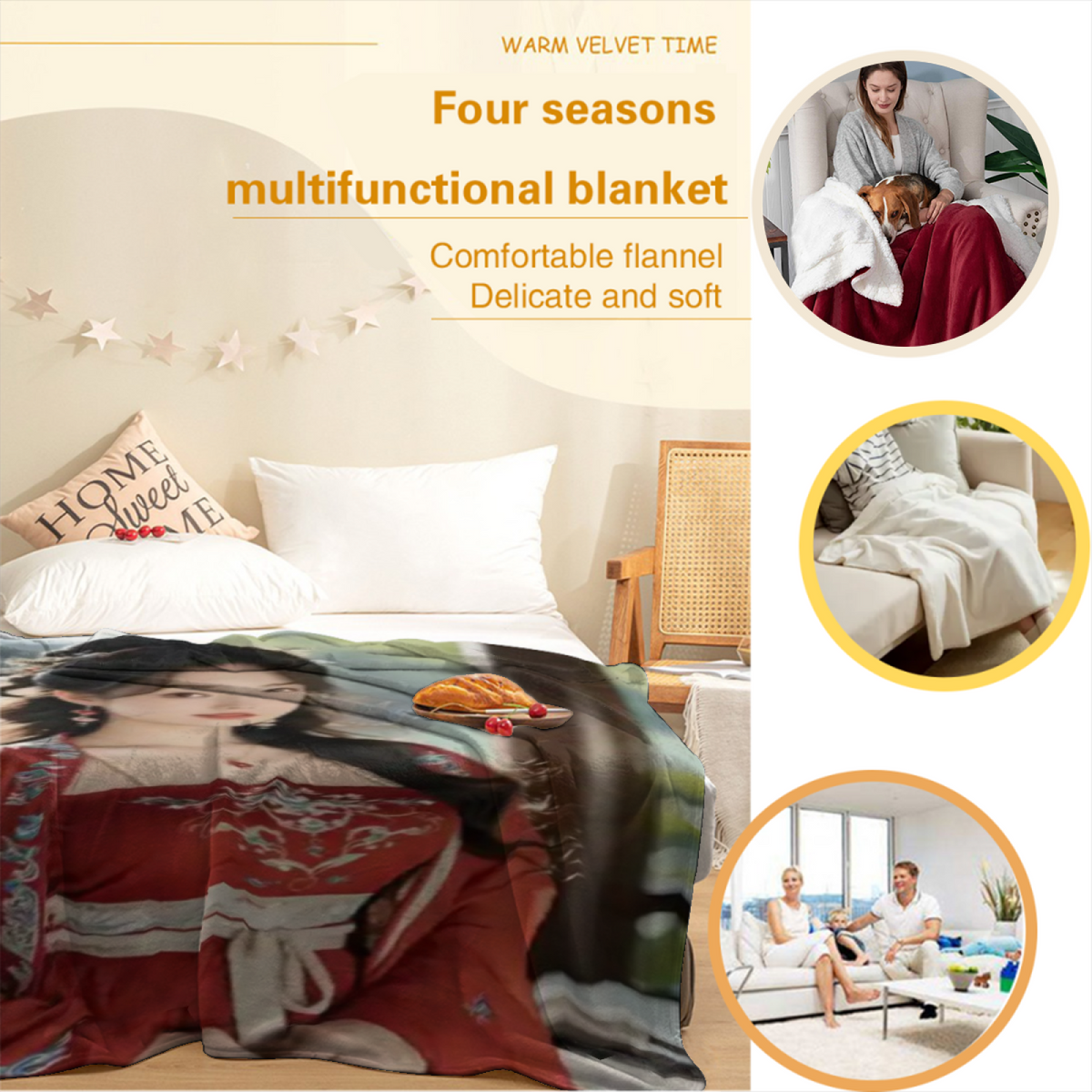 Serene & Picnic Playful Graphic All-Season Flannel Blanket