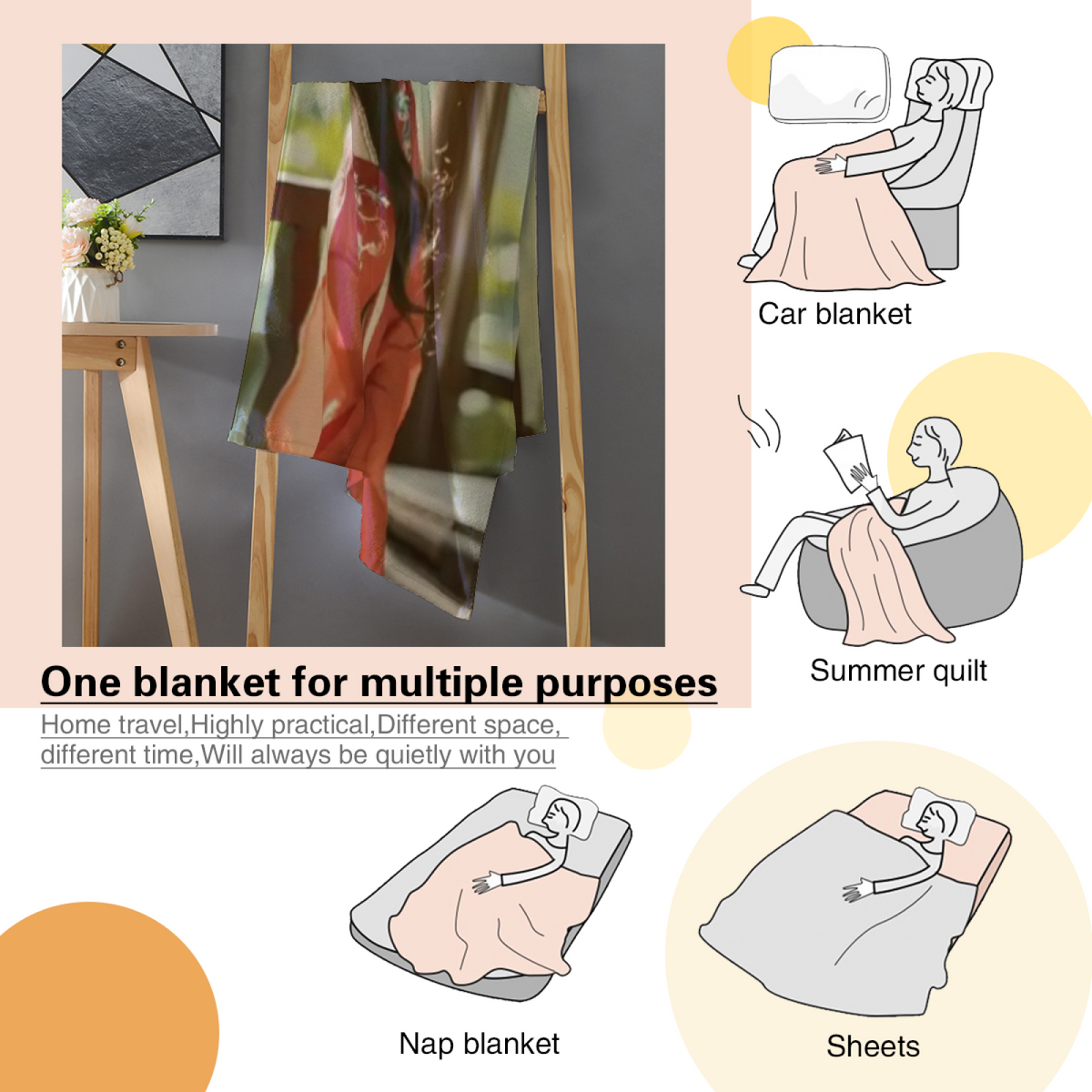 Serene & Picnic Playful Graphic All-Season Flannel Blanket