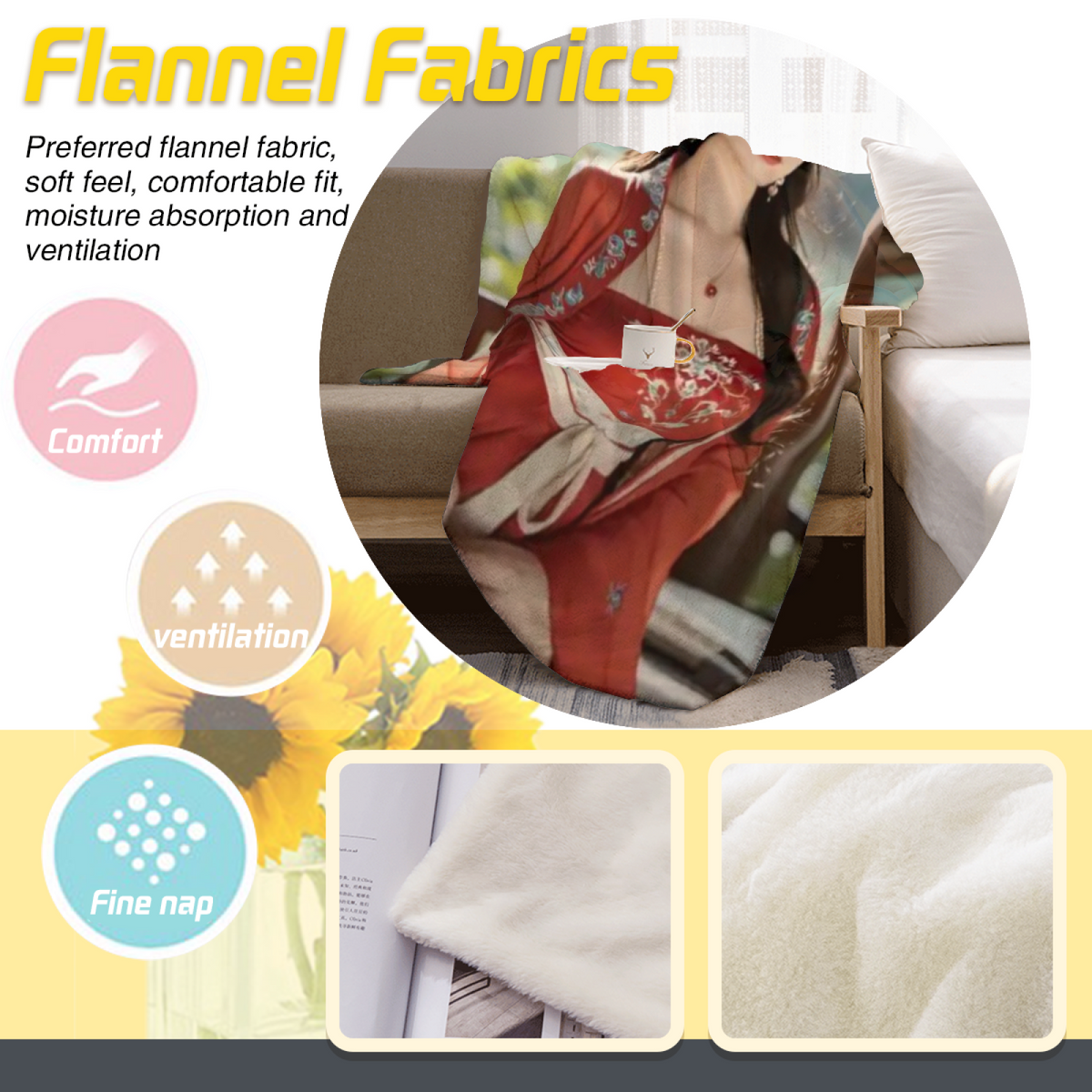 Serene & Picnic Playful Graphic All-Season Flannel Blanket