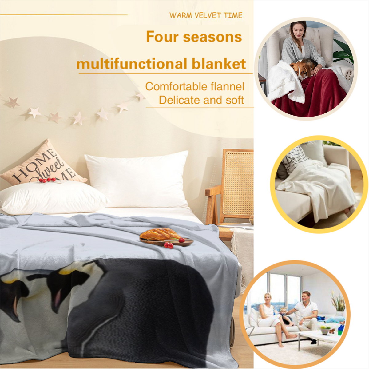 Fern Tapestry Ivory Art Soft Flannel Blanket