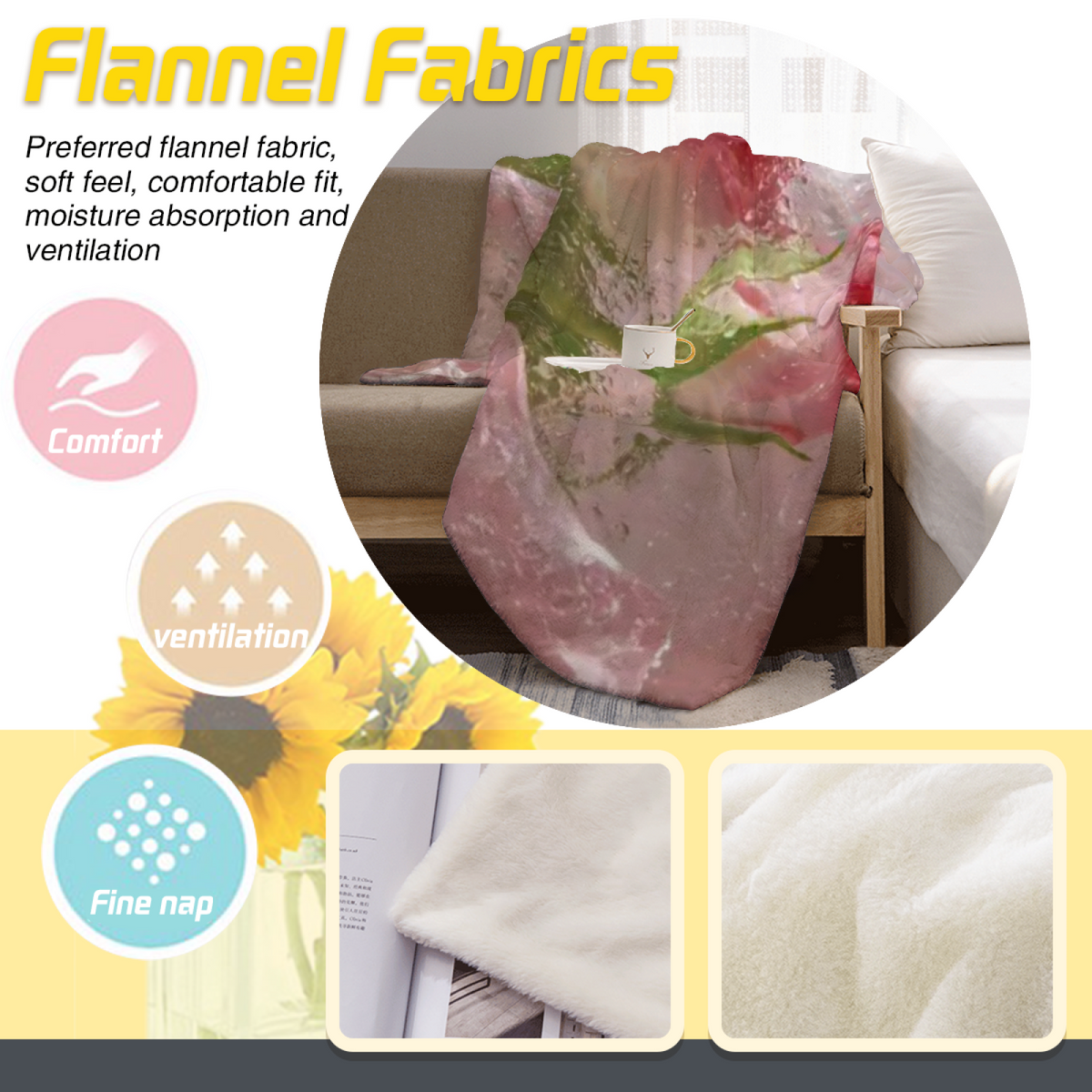 Seaside Grove Home Accent Soft Flannel Blanket ¨C Warm Coral