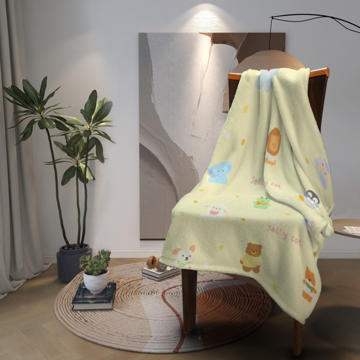Pastel Multicolor Whimsical Decor Plush Flannel Throw ¨C Cinnamon Fern Edition