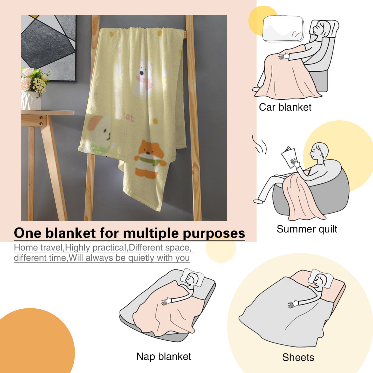Pastel Multicolor Whimsical Decor Plush Flannel Throw ¨C Cinnamon Fern Edition