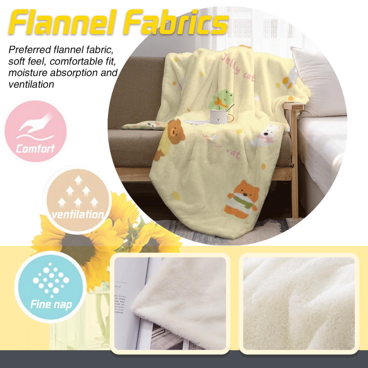 Pastel Multicolor Whimsical Decor Plush Flannel Throw ¨C Cinnamon Fern Edition