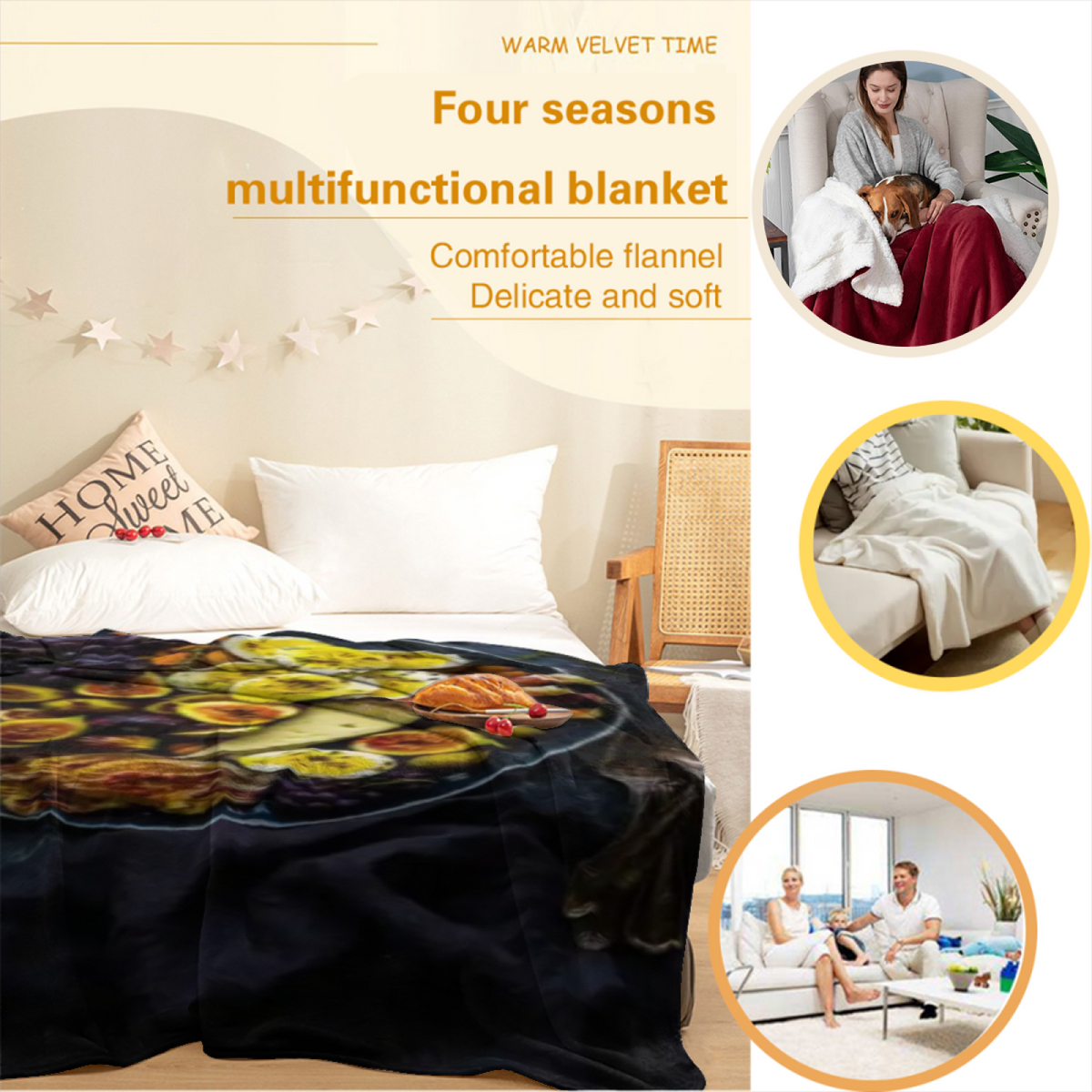 Seaside & Arbor Playful Graphic All-Season Flannel Blanket