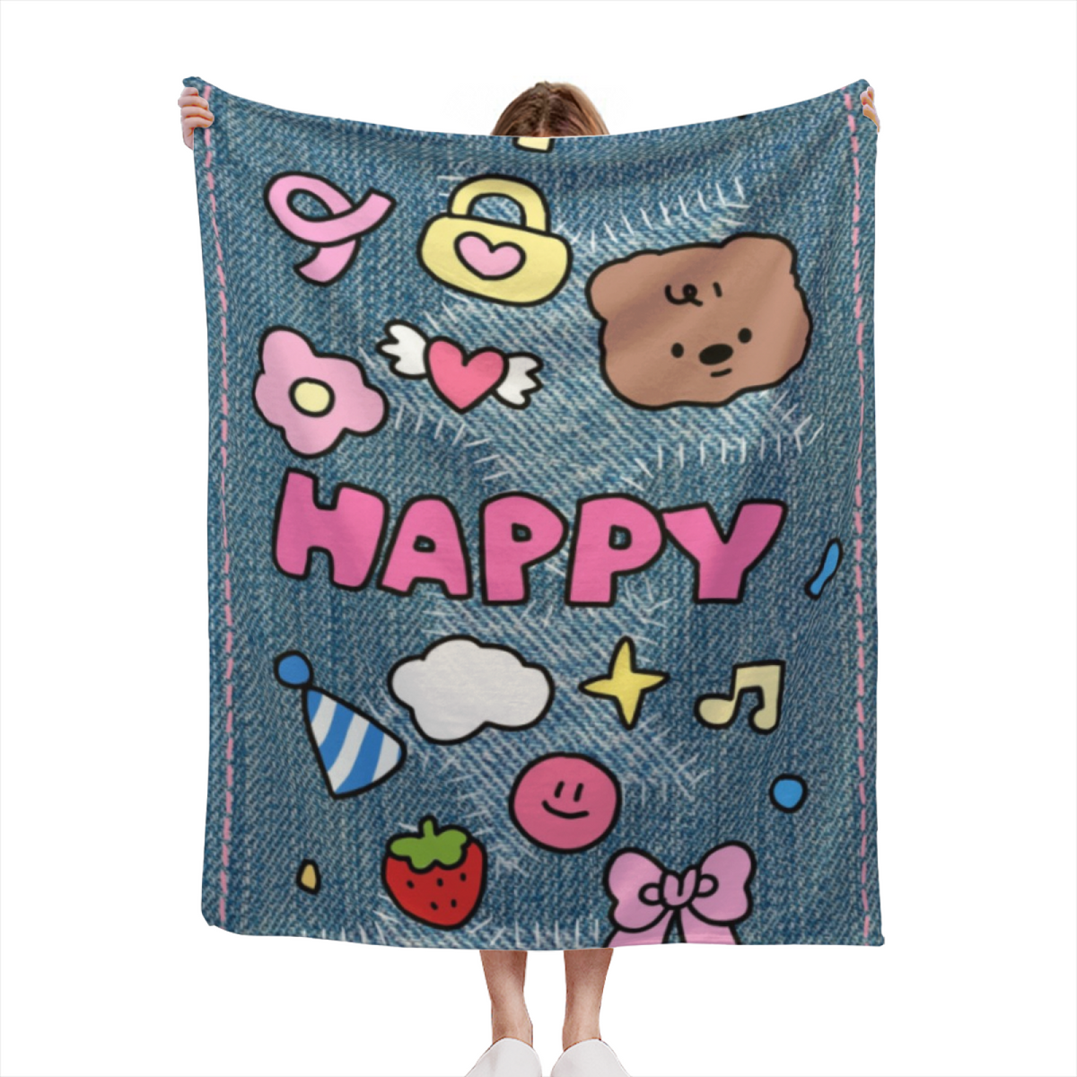 Soft Neutral Fern Charm Plush Flannel Throw