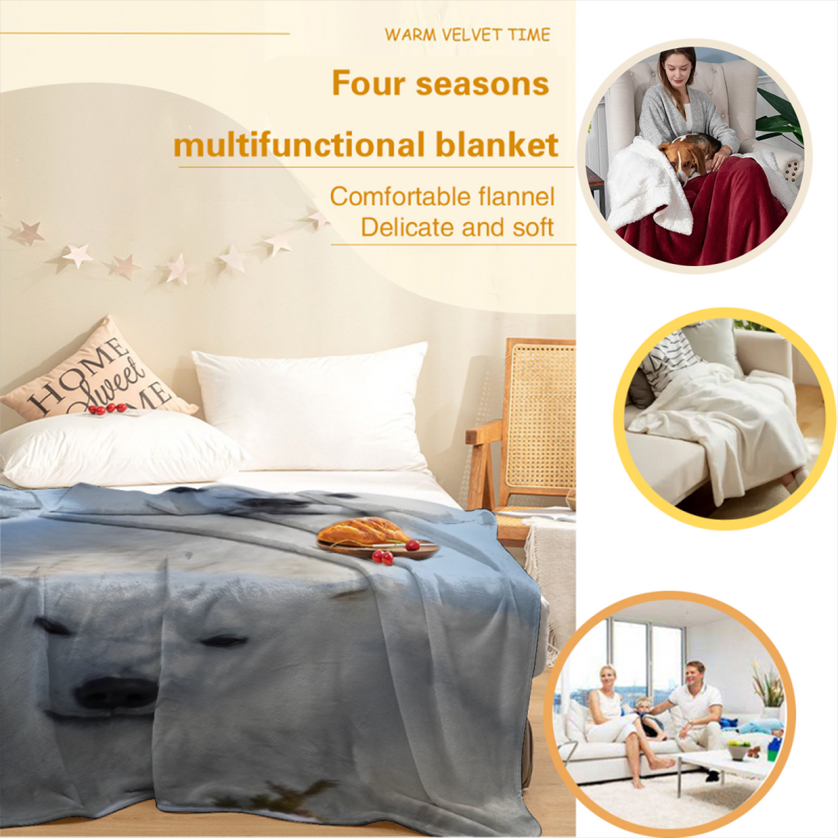 Soft Neutral Zephyr Tapestry Decorative Flannel Blanket