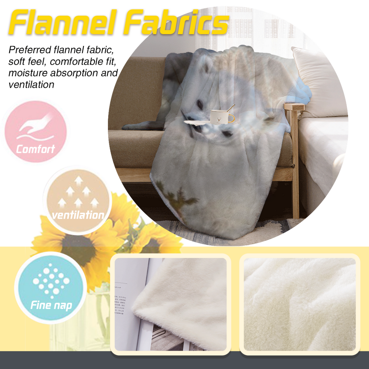 Soft Neutral Zephyr Tapestry Decorative Flannel Blanket