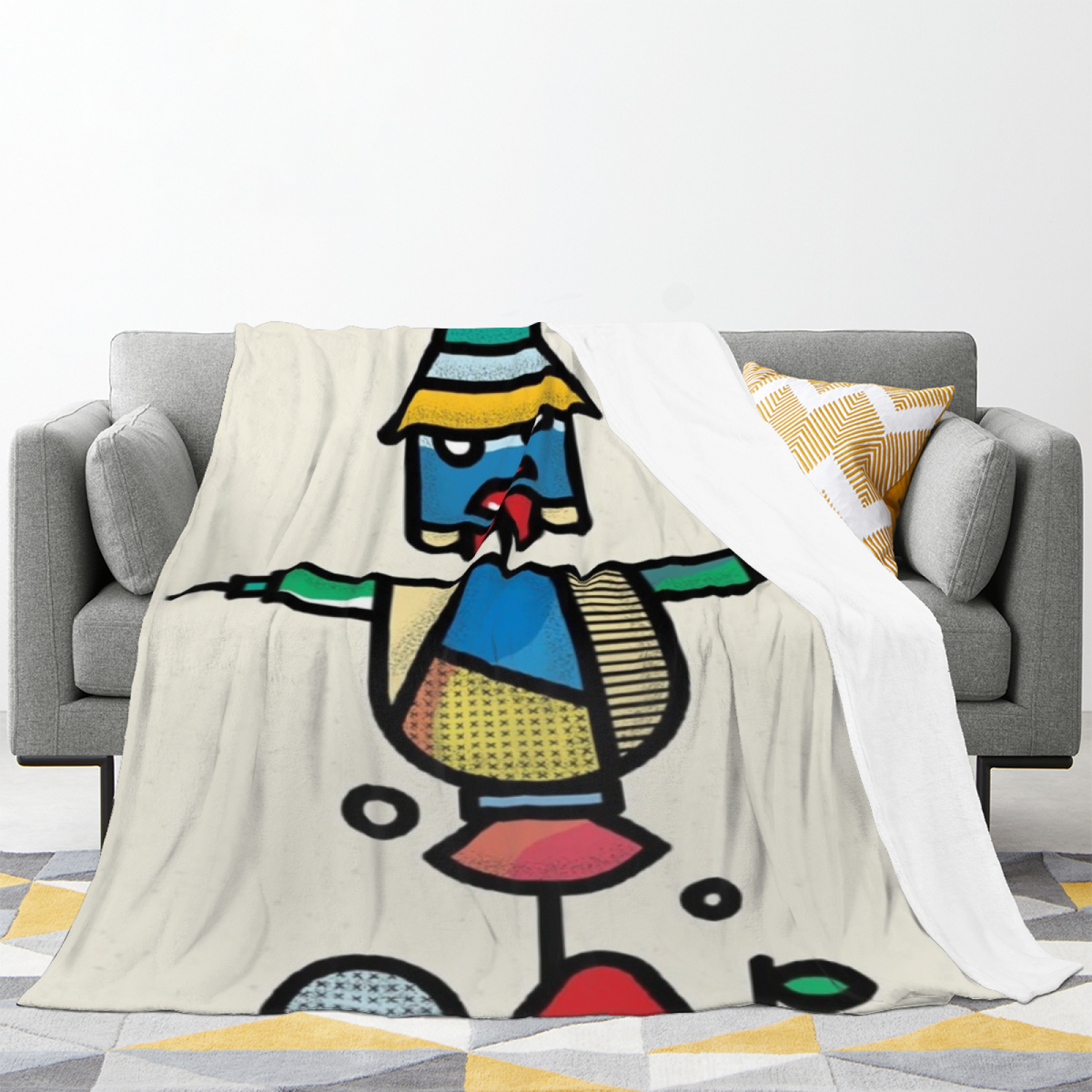 Eclectic Design Sunwashed Arbor Soft Neutral Flannel Sofa Throw