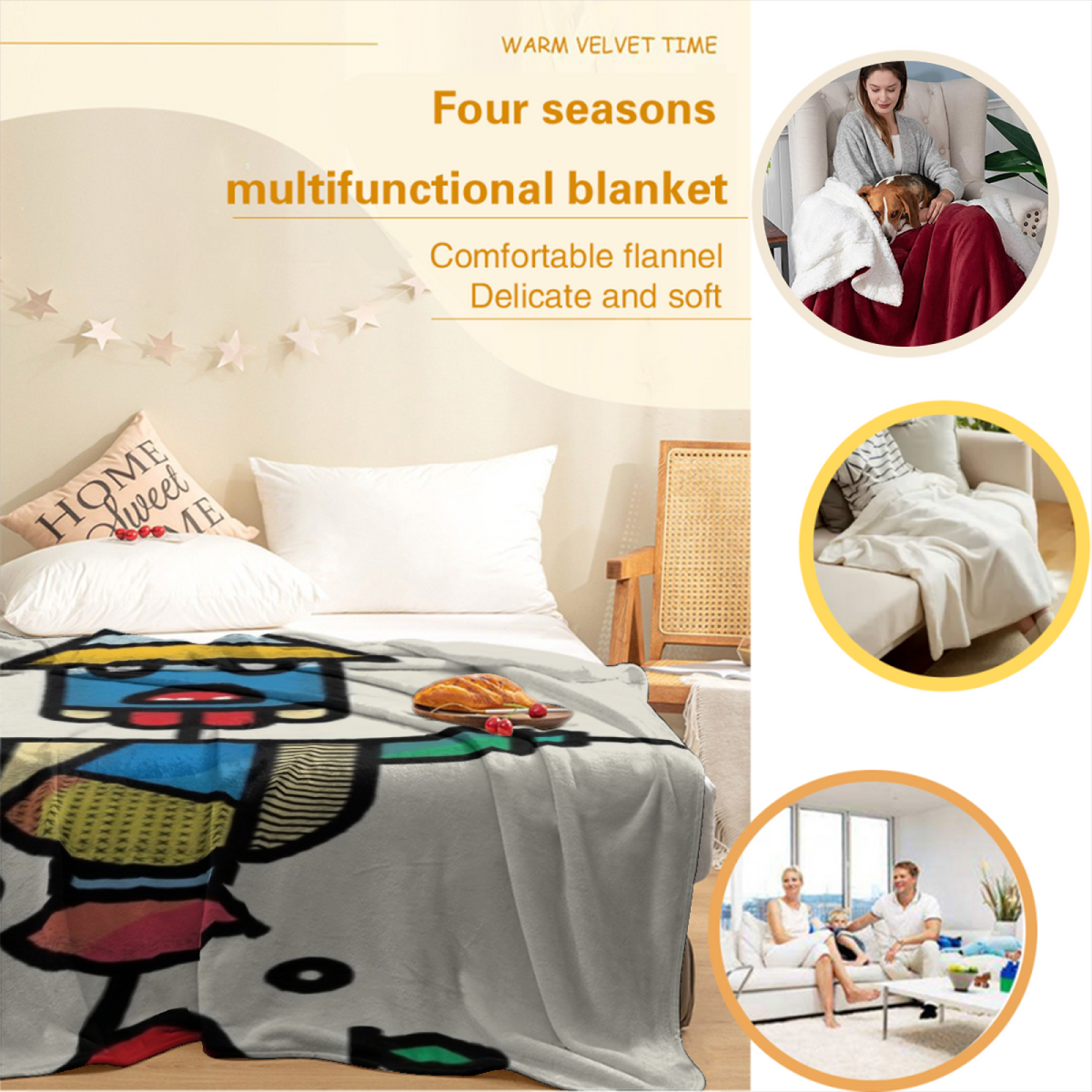 Eclectic Design Sunwashed Arbor Soft Neutral Flannel Sofa Throw