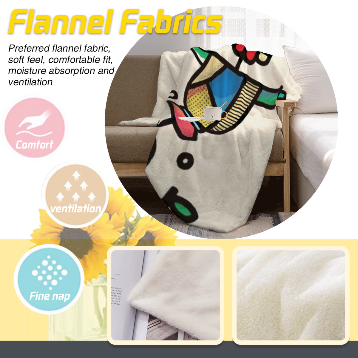 Eclectic Design Sunwashed Arbor Soft Neutral Flannel Sofa Throw