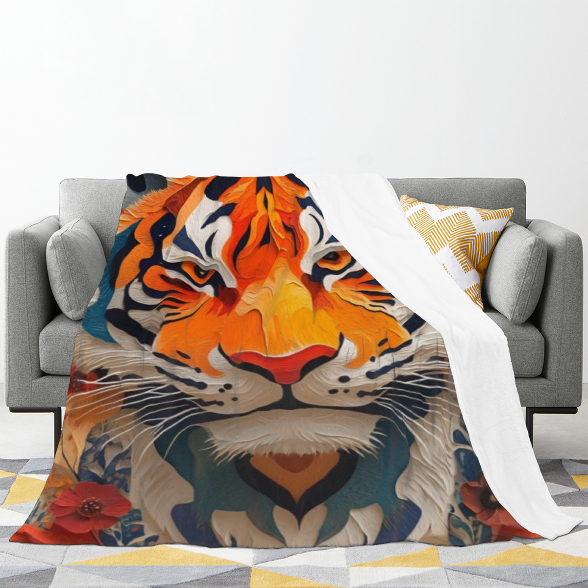 Coral Horizon Earthy Multicolor Art Soft Flannel Blanket