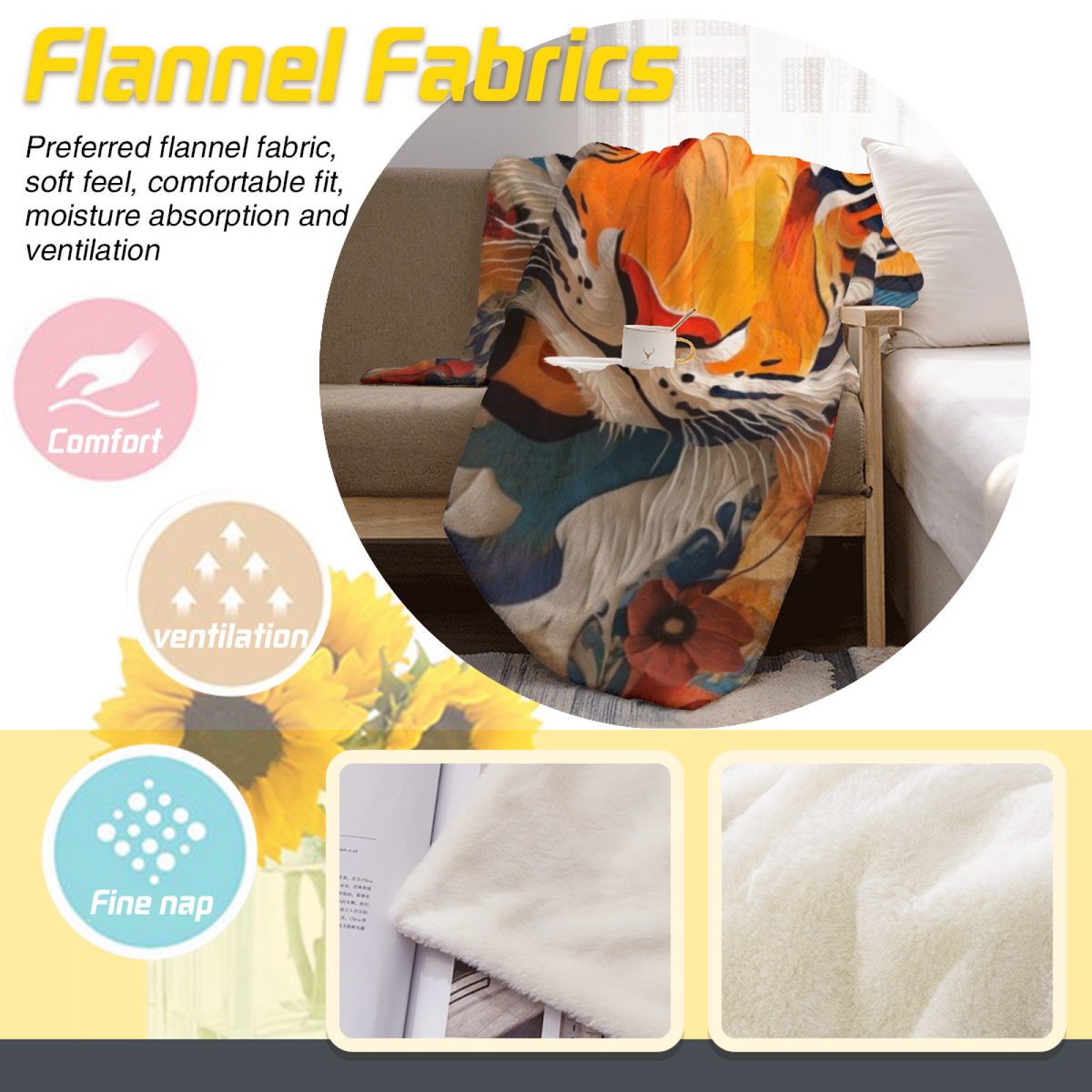 Coral Horizon Earthy Multicolor Art Soft Flannel Blanket