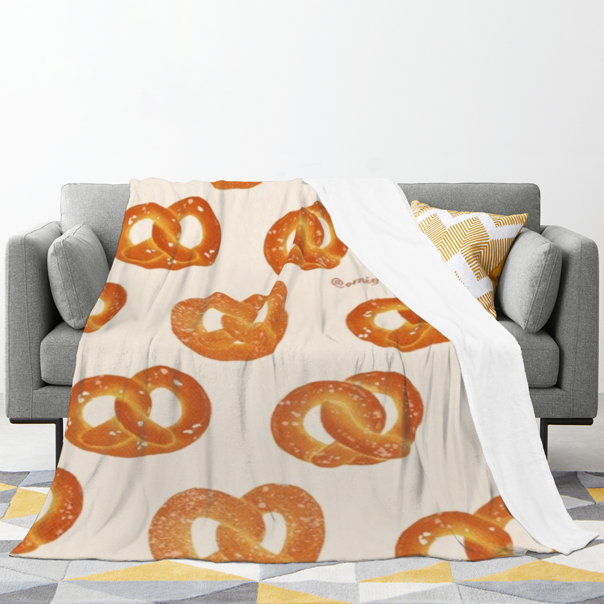 Pastel Multicolor Saffron Mosaic Plush Flannel Throw