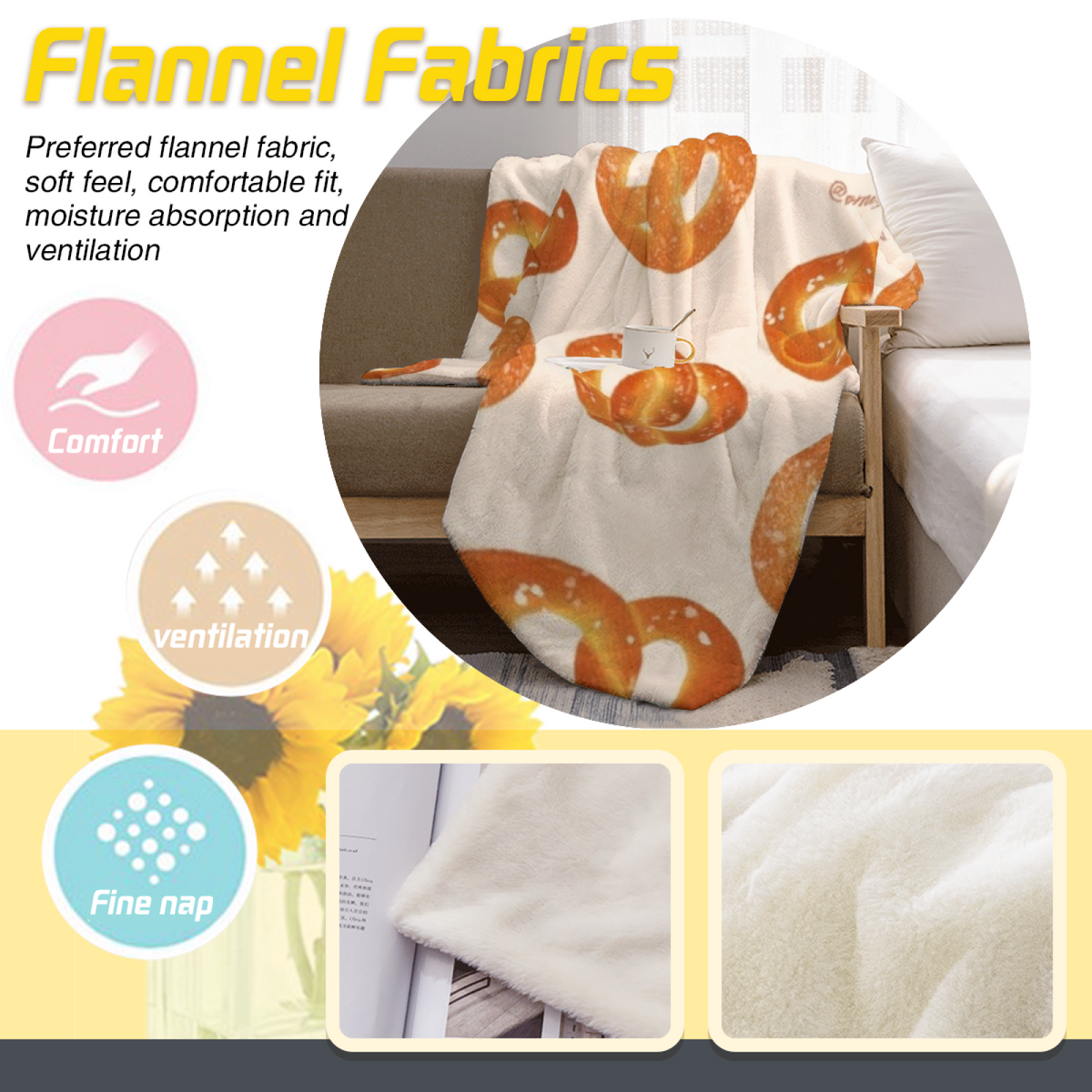 Pastel Multicolor Saffron Mosaic Plush Flannel Throw