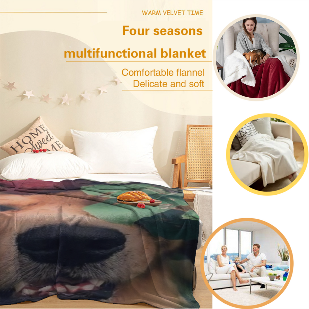 Blush Story Bohemian Pattern Decorative Flannel Blanket