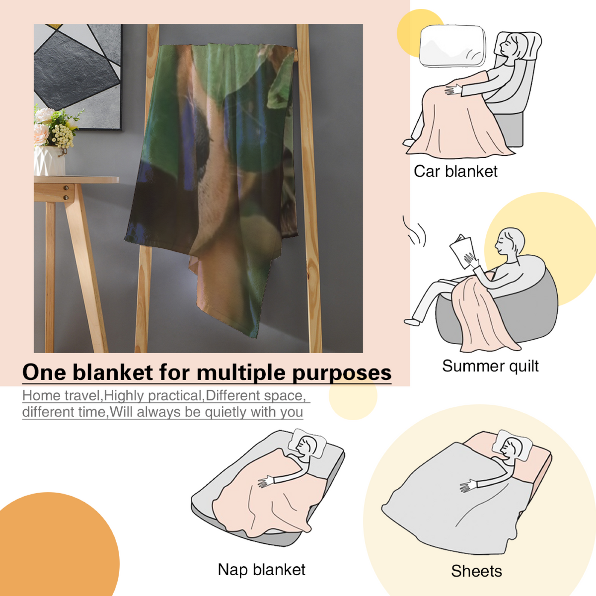 Blush Story Bohemian Pattern Decorative Flannel Blanket