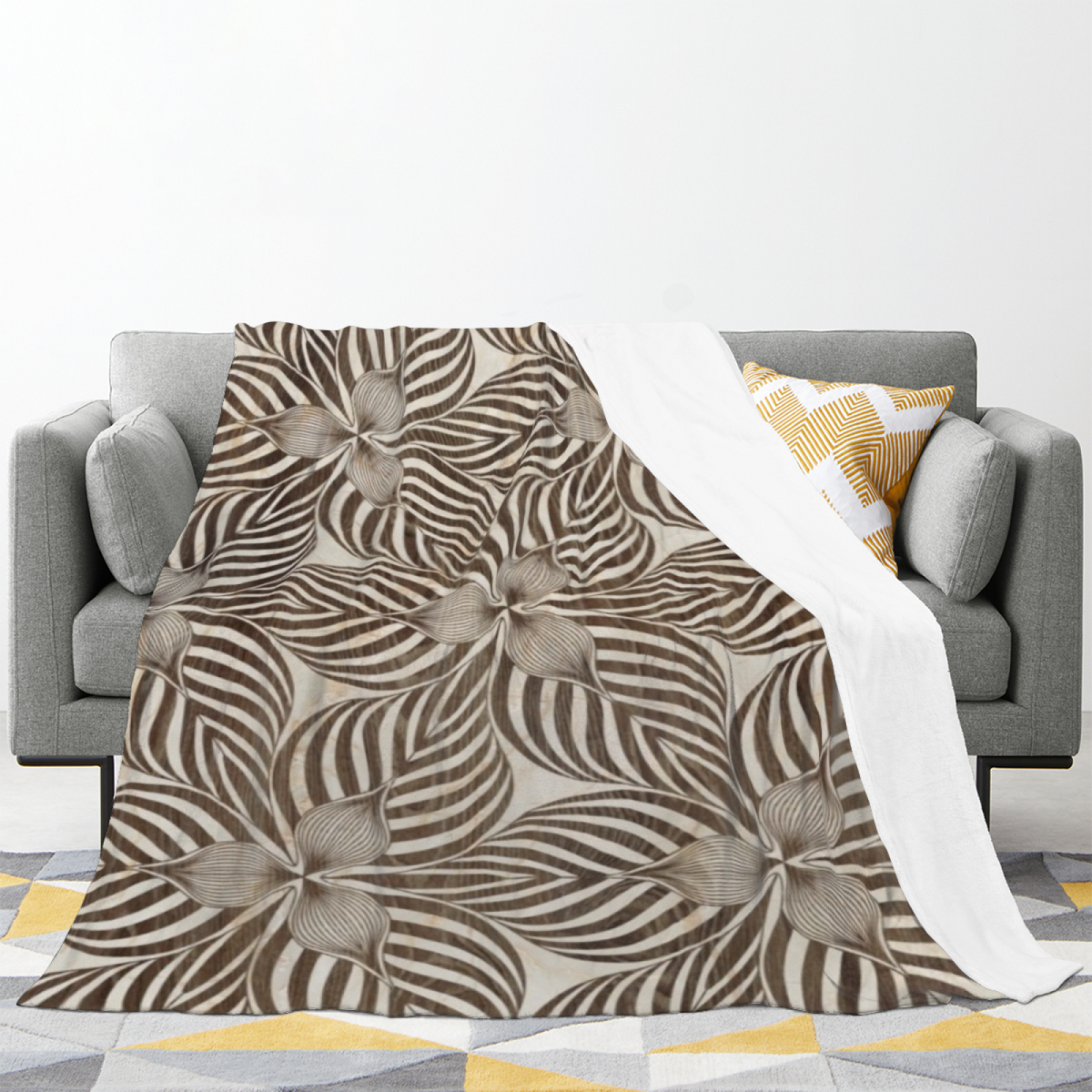 Flannel Throw Blanket with Evergreen Ripple Cozy Cottage Artwork