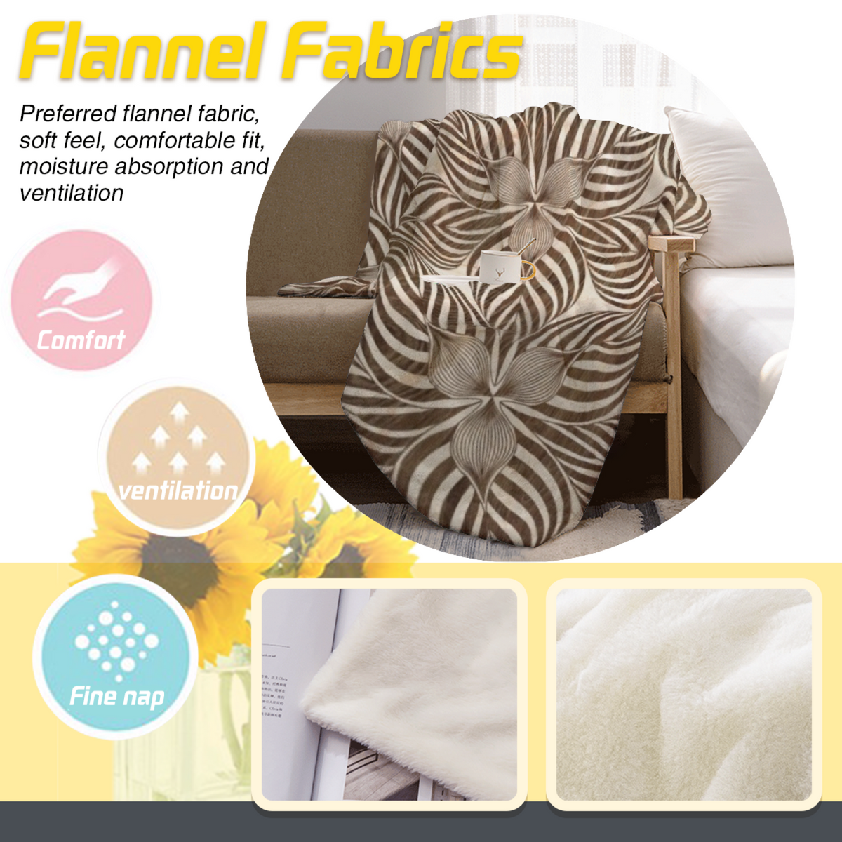 Flannel Throw Blanket with Evergreen Ripple Cozy Cottage Artwork