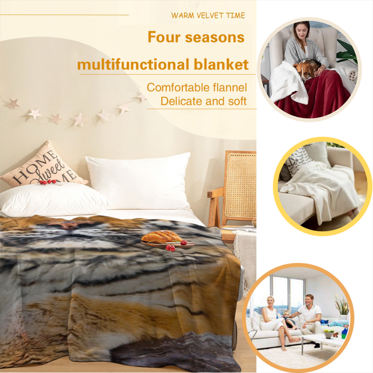 Blush Haven Earthy Multicolor Bohemian Flannel Throw Blanket