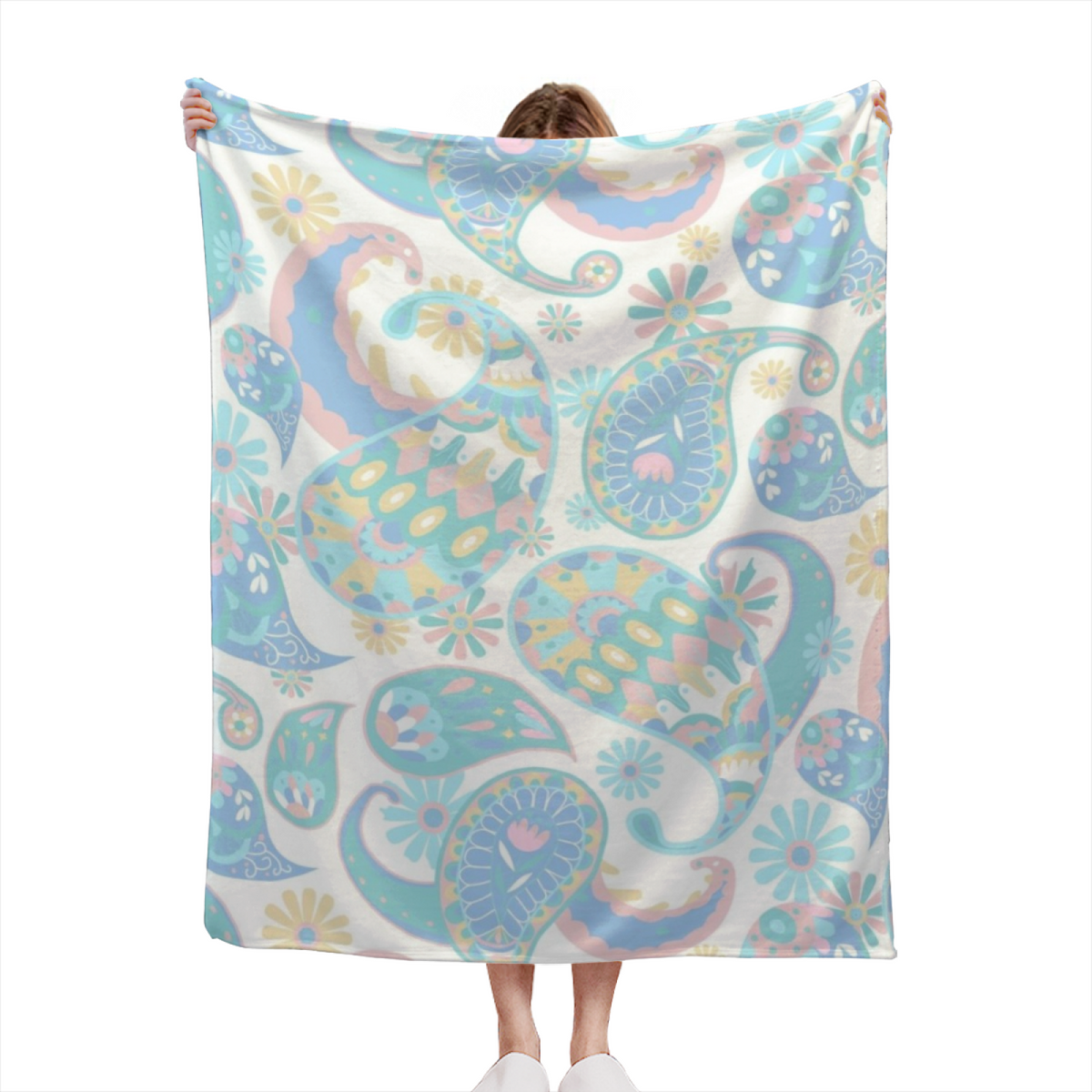 Tangerine & Blossom Playful Graphic Plush Flannel Throw