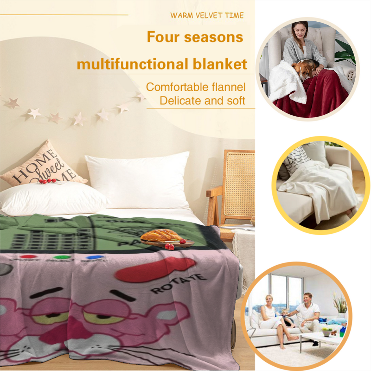 Soft Minimalist All-Season Flannel Blanket ¨C Celestial Carnival Collection