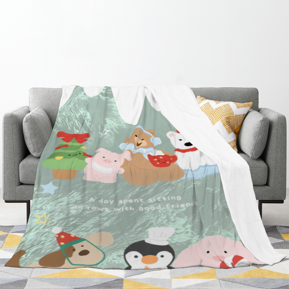 Radiant Mosaic Soft Neutral Art Flannel Throw Blanket