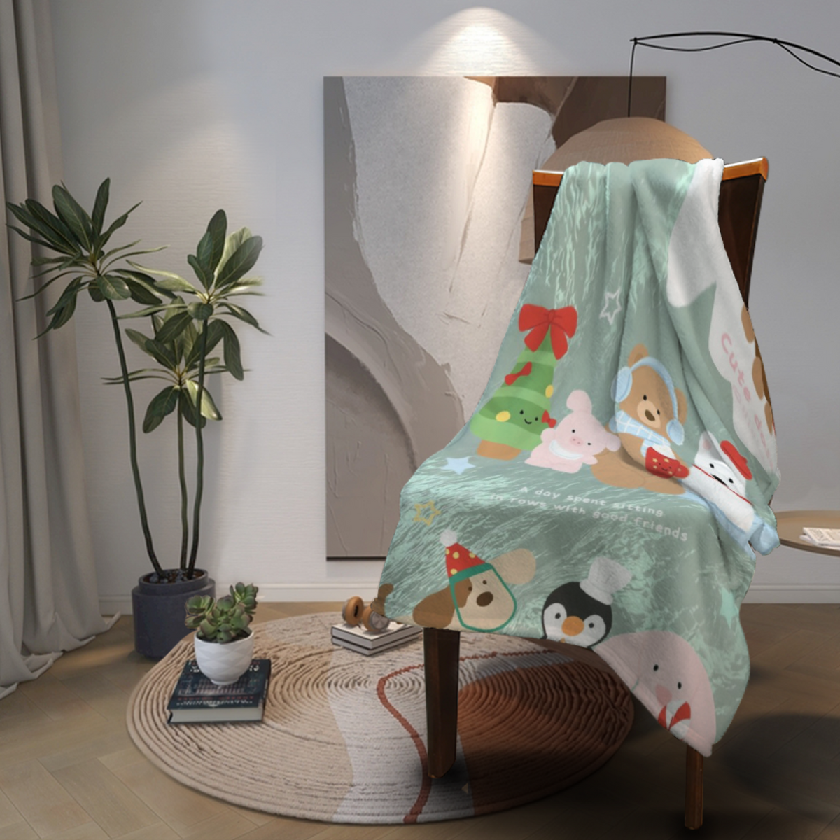Radiant Mosaic Soft Neutral Art Flannel Throw Blanket