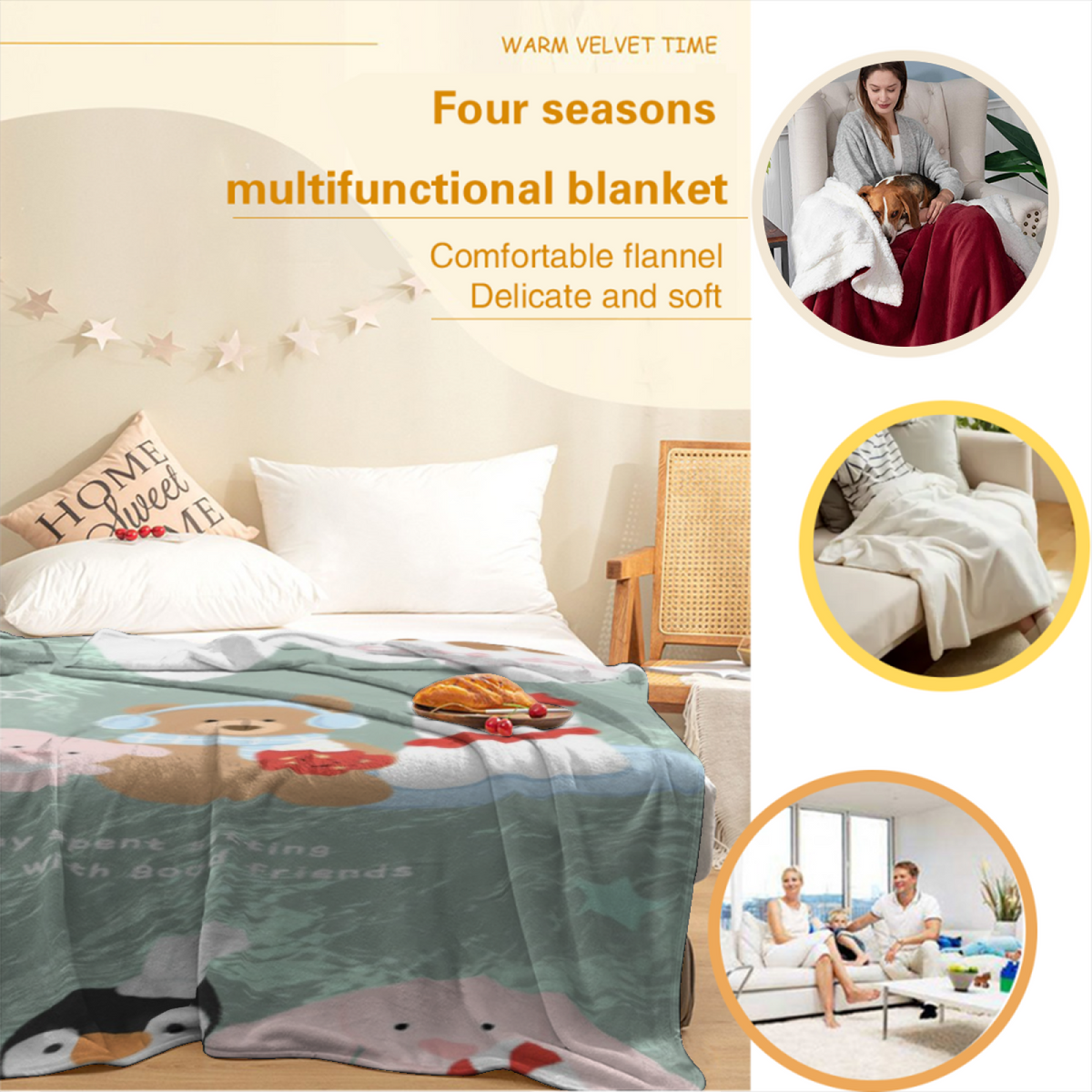 Radiant Mosaic Soft Neutral Art Flannel Throw Blanket