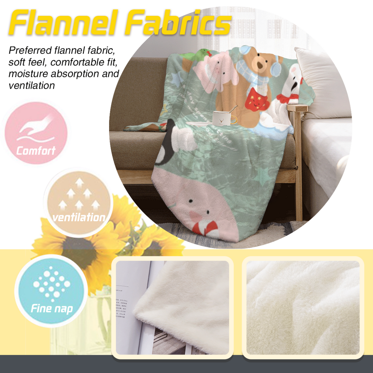 Radiant Mosaic Soft Neutral Art Flannel Throw Blanket