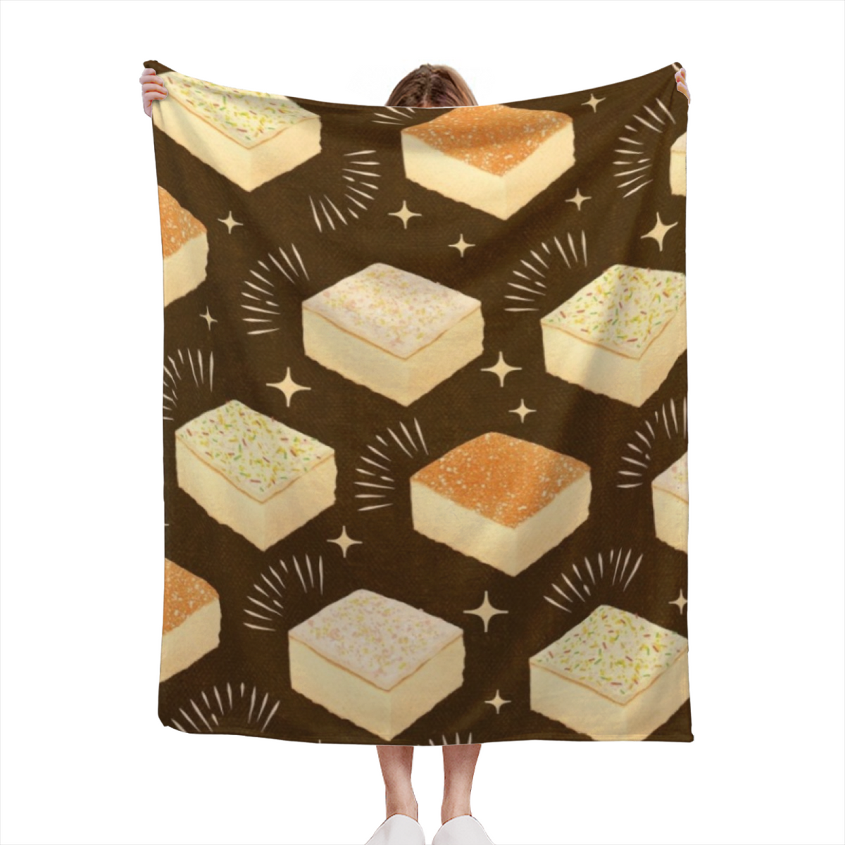 Modern Earthy Multicolor Orchid Mosaic All-Season Flannel Blanket
