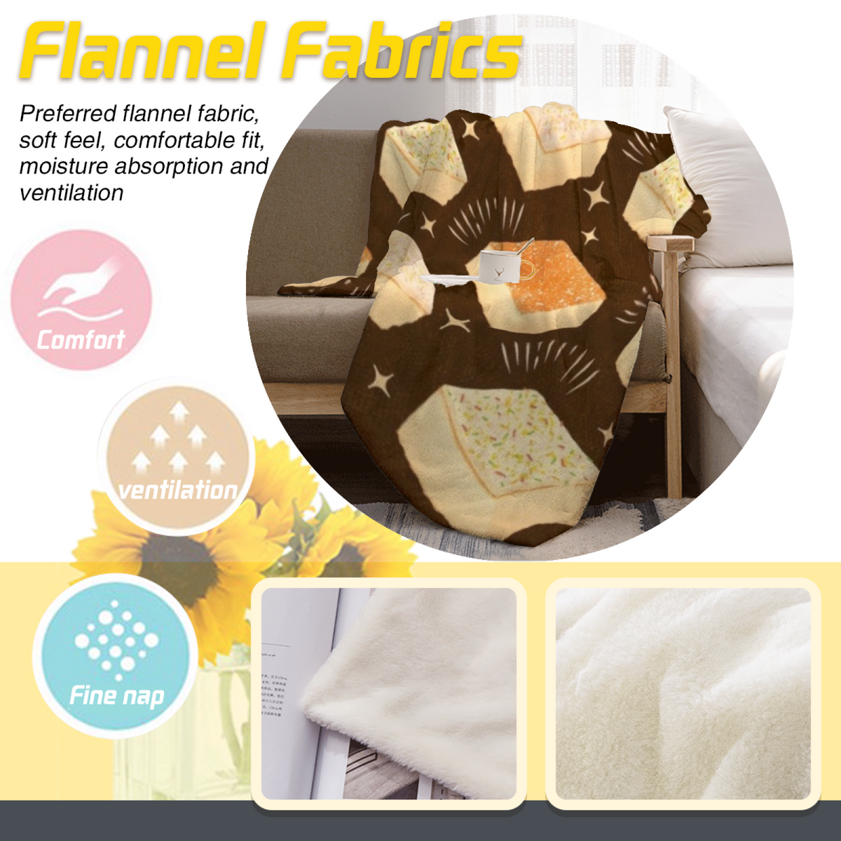 Modern Earthy Multicolor Orchid Mosaic All-Season Flannel Blanket