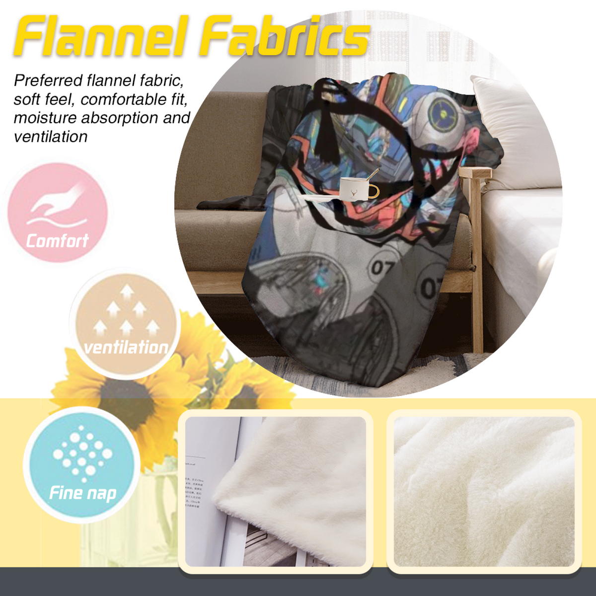 Flannel Throw Blanket with Starlit Atlas Cozy Cottage Artwork