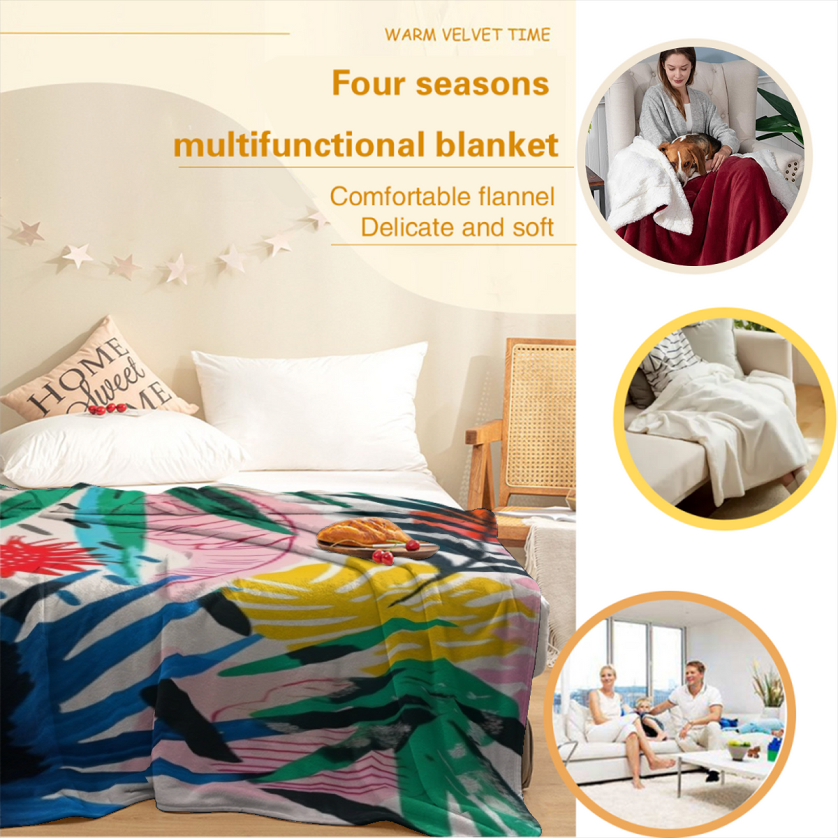 Saffron Meadow Soft Neutral Cozy Decorative Flannel Blanket
