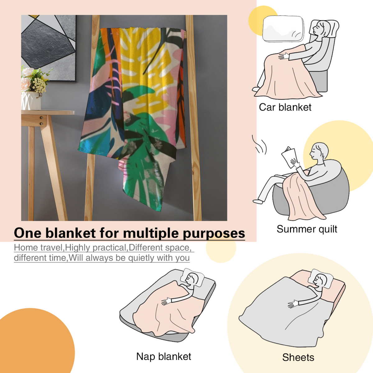Saffron Meadow Soft Neutral Cozy Decorative Flannel Blanket